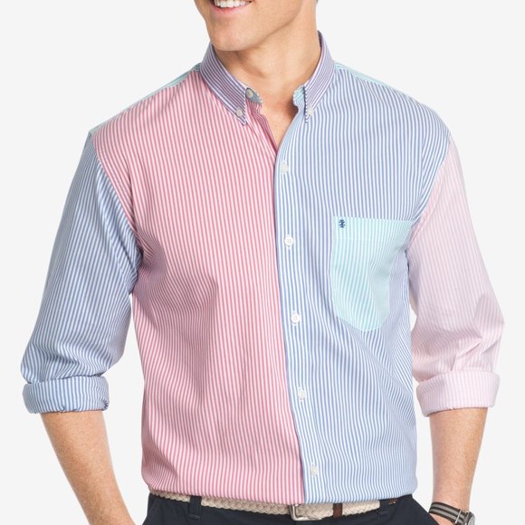 Izod Other - IZOD Colorblocked Striped Poplin Shirt